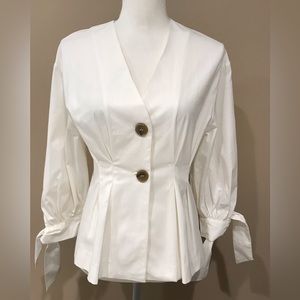 ☃️NWOT Lea & Viola Woman’s White Stretchy Cotton Fit Jacket/Top, Size XS